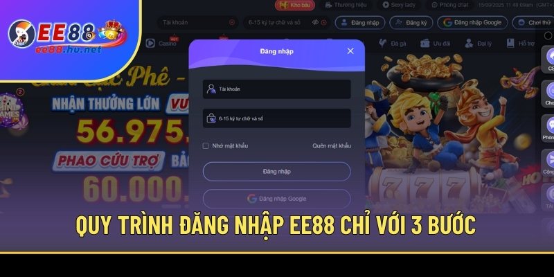Quy trình đăng nhập EE88 chỉ với 3 bước